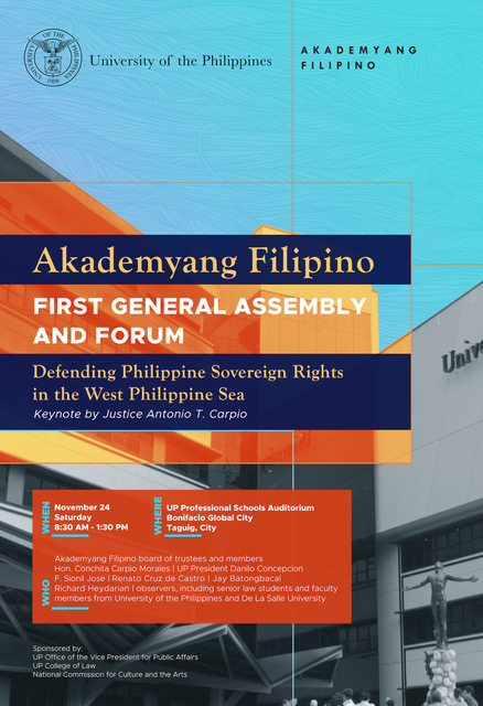 Akademyang Filipino to Discuss West Philippine Sea Dispute in First General Assembly
